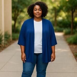 NWT Serena Williams Open Kimono Cardigan Rayon Blend Large Blue